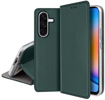 Etui do Samsung Galaxy A56 zielone magnetyczne zamykane ze szkłem