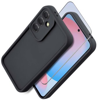 Etui do Samsung Galaxy A56 czarne wzmacniane silikonowe ze szkłem