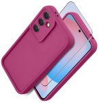 Etui do Samsung Galaxy A56 różowe wzmacniane silikonowe ze szkłem