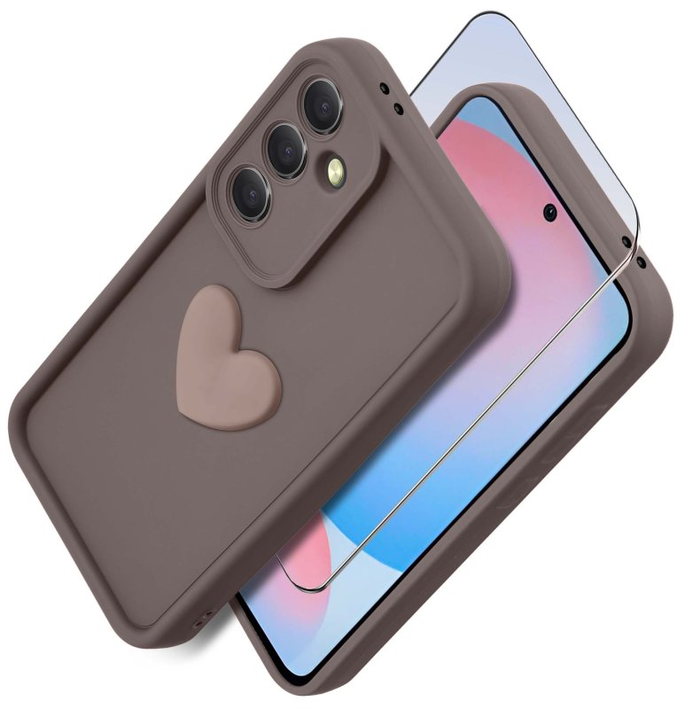 etui-do-samusng-galaxy-a56-silikonowe-serce-brazowe-ze-szklem