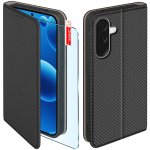 Etui do Samsung Galaxy A56 czarne zamykane ze szkłem