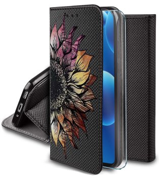 Etui do Samsung Galaxy A56 zamykane malowane wzór kobiecy ze szkłem