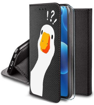 Etui do Samsung Galaxy A56 zamykane malowane wzór gęś ze szkłem