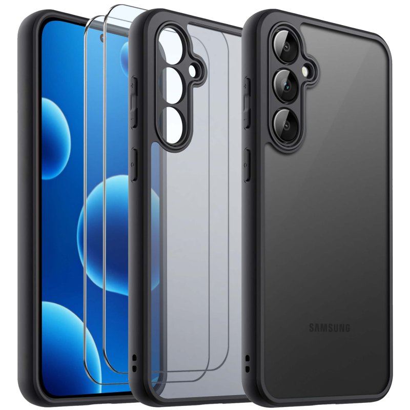 etui-do-samsung-galaxy-a56-przezroczyste-wzmacniane-czarne-z-zestawem-2-szkiel