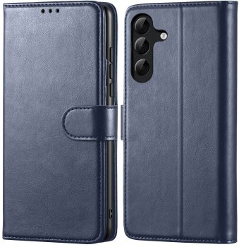 Etui do Samsung Galaxy A56 granatowe magnetyczne z klapką ze szkłem