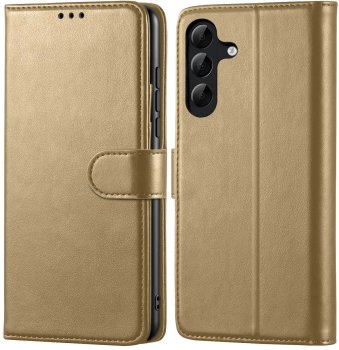 Etui do Samsung Galaxy A56 złote magnetyczne z klapką ze szkłem