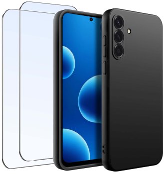 Etui do Samsung Galaxy A56 czarne matowe z zestawem 2 szkieł