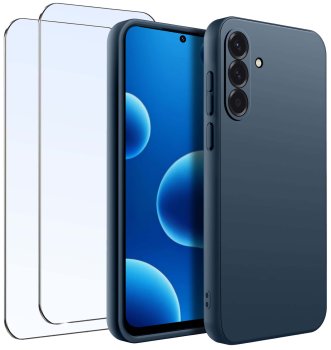 Etui do Samsung Galaxy A56 granatowe matowe z zestawem 2 szkieł