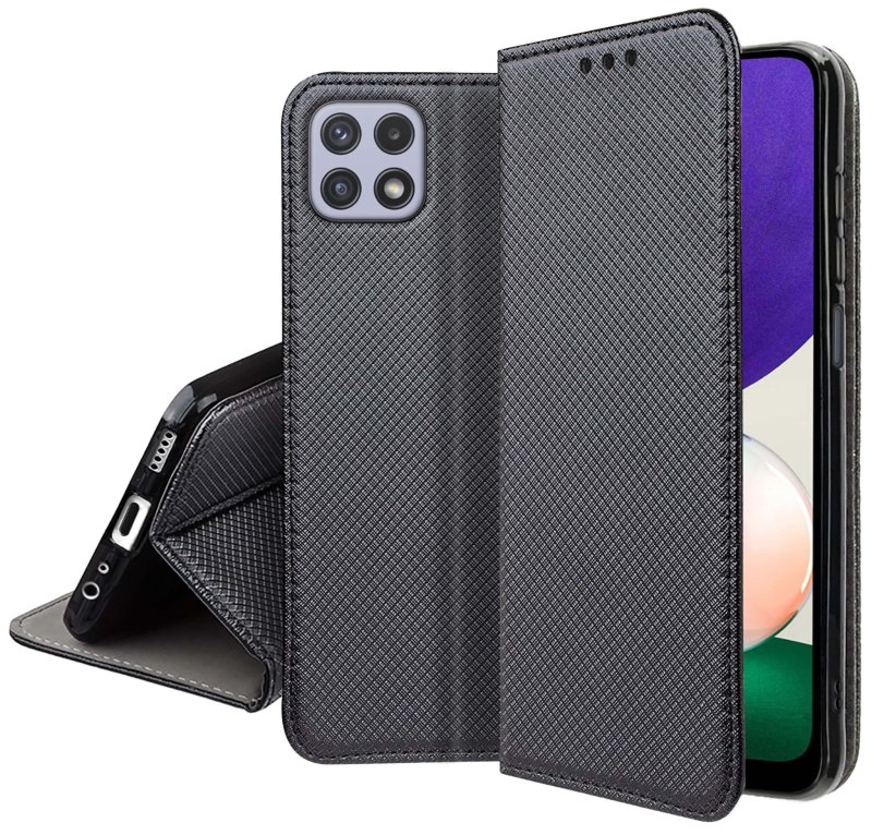 etui-do-samsung-galaxy-a22-5g-czarne-zamykane-ze-szklem