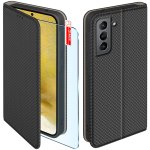Etui do Samsung Galaxy S22 czarne zamykane ze szkłem