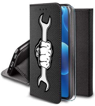 Etui do Xiaomi 15 zamykane malowane wzór męskie ze szkłem