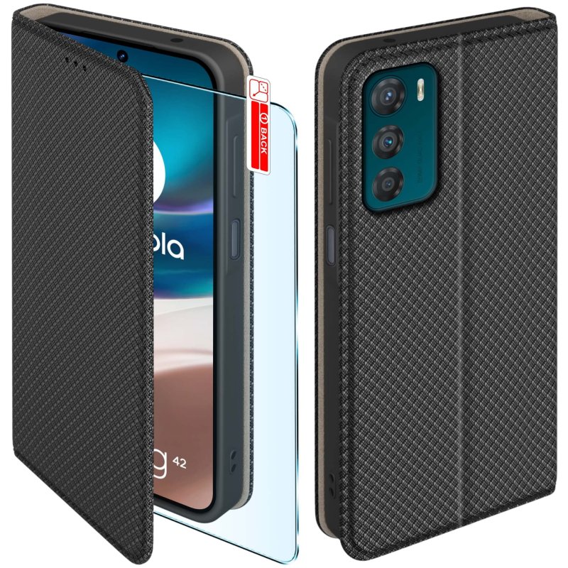etui-do-motorola-moto-g42-czarne-zamykane-ze-szklem