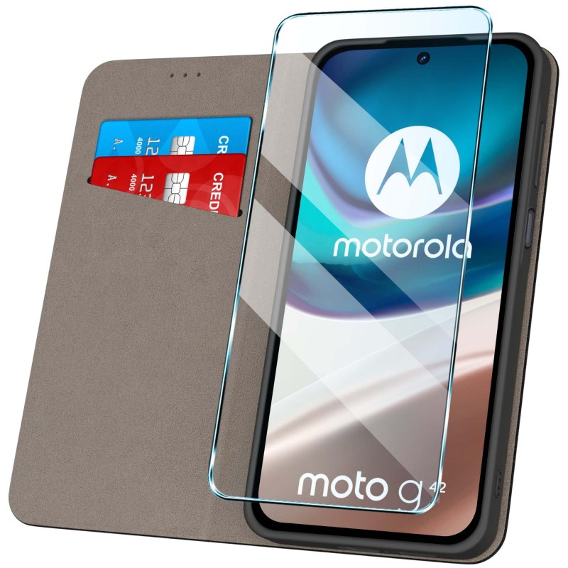 etui-do-motorola-moto-g42-czarne-zamykane-ze-szklem