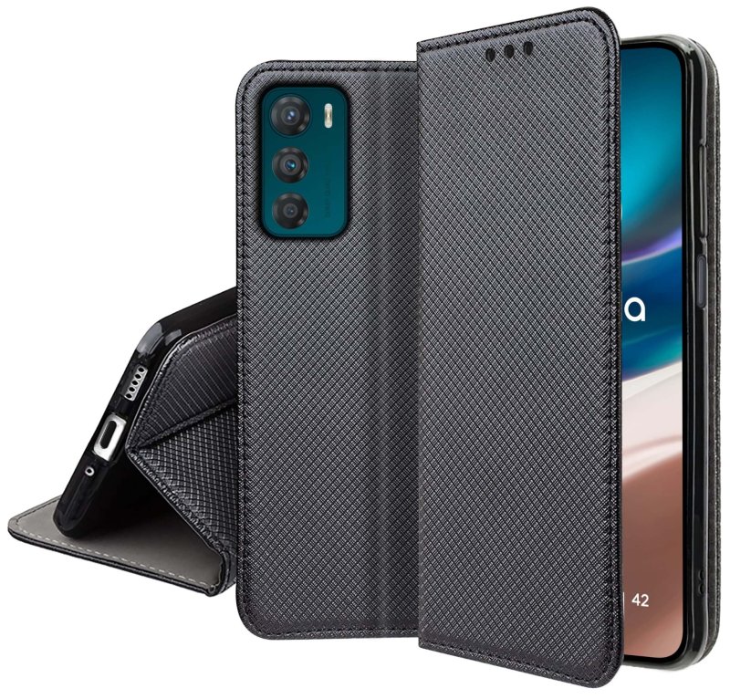 etui-do-motorola-moto-g42-czarne-zamykane-ze-szklem