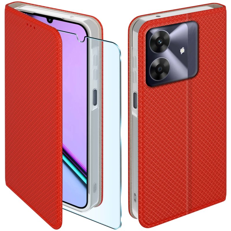 etui-do-realme-note-60-czerwone-zamykane-ze-szklem