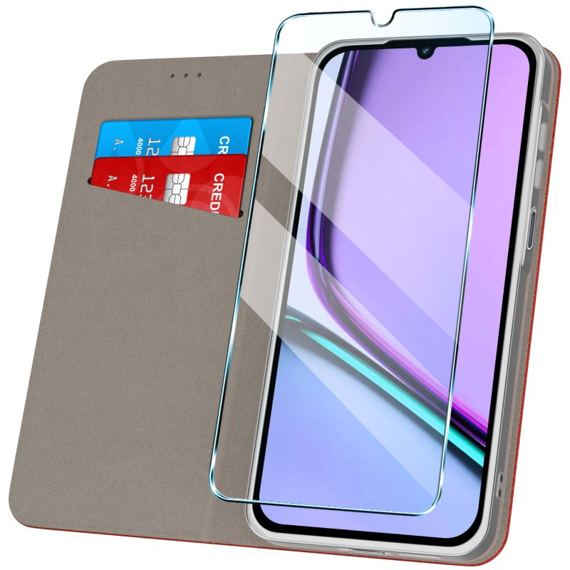 etui-do-realme-note-60-czerwone-zamykane-ze-szklem