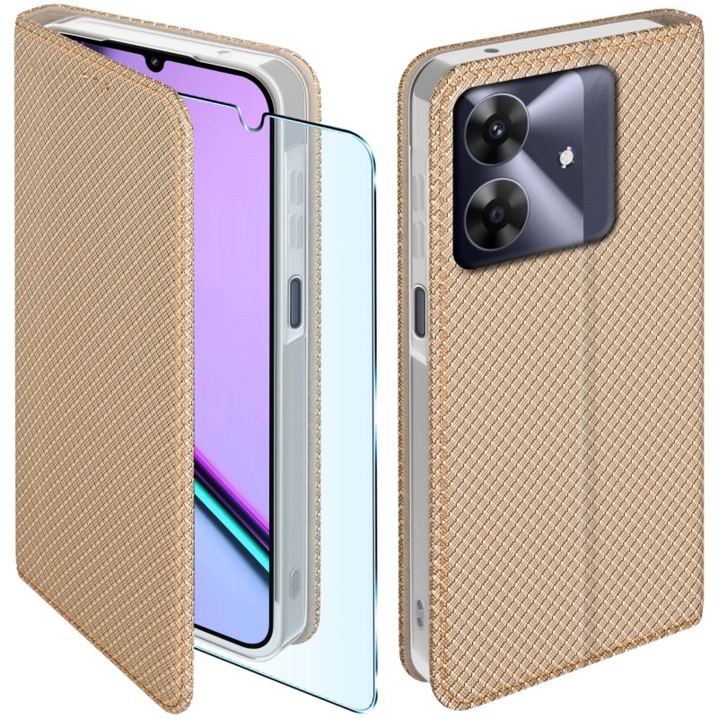 etui-do-realme-note-60-zlote-zamykane-ze-szklem
