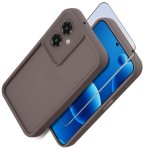 Etui do Motorola Moto G55 brązowe wzmacniane silikonowe ze szkłem