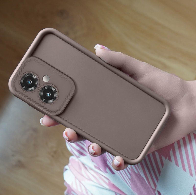 etui-do-motorola-moto-g55-brazowe-wzmacniane-silikonowe-ze-szklem