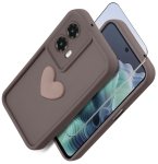 Etui do Motorola Moto G35 silikonowe serce brązowe ze szkłem