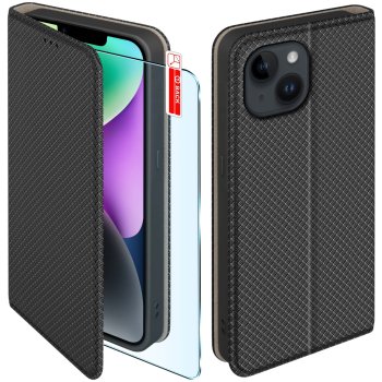 Etui do Iphone 13 / 14 czarne zamykane ze szkłem