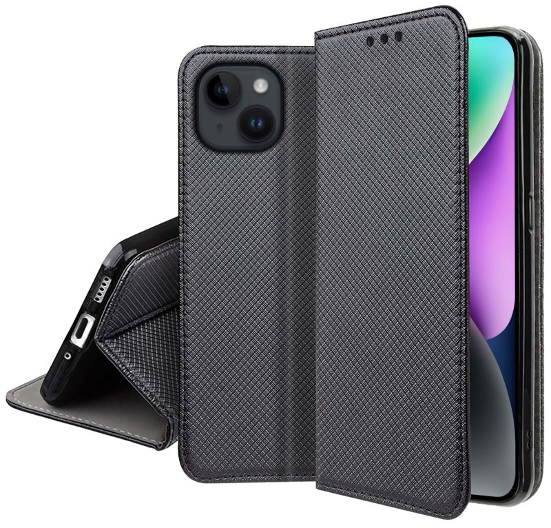 etui-do-iphone-13-14-czarne-zamykane-ze-szklem