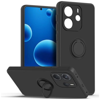 Etui do Xiaomi Redmi Note 14 5G czarne silikon ring ze szkłem