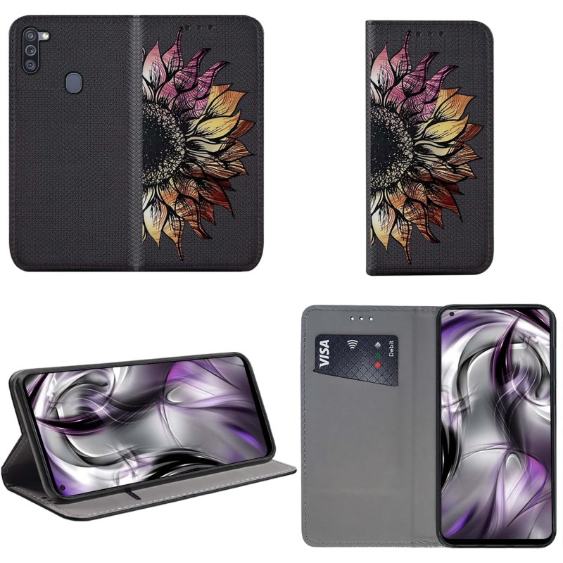 etui-do-samsung-galaxy-m11-zamykane-malowane-wzor-kwiat-ze-szklem
