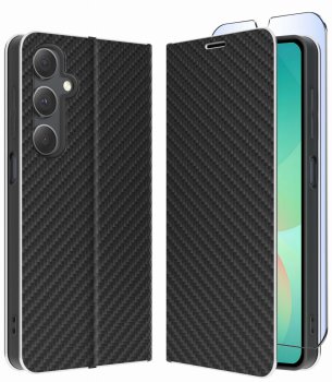 Etui do Samsung Galaxy A26 czarne zamykane klasyczne ze szkłem