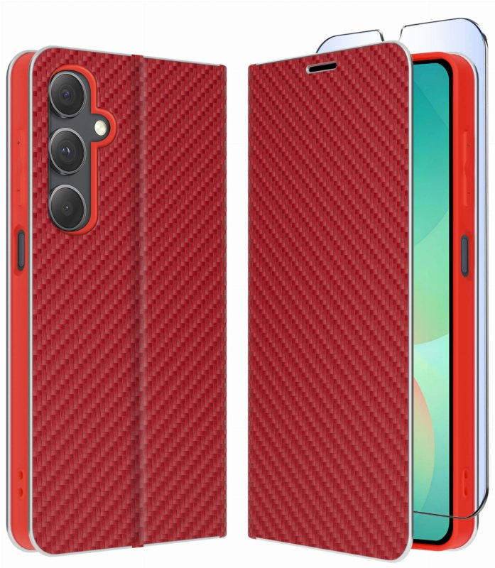 etui-do-samsung-galaxy-a26-czerwone-zamykane-klasyczne-ze-szklem