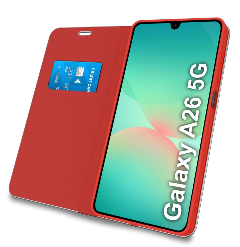 etui-do-samsung-galaxy-a26-czerwone-zamykane-klasyczne-ze-szklem