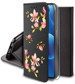 Etui do Samsung Galaxy A26 zamykane malowane wzór kobiecy ze szkłem