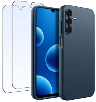 Etui do Samsung Galaxy A26 granatowe matowe z zestawem 2 szkieł