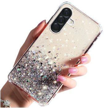 Etui do Samsung Galaxy A56 5G brokat przeźroczyste ze szkłem