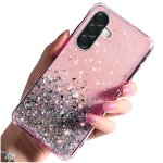 Etui do Samsung Galaxy A56 5G brokat różowe ze szkłem