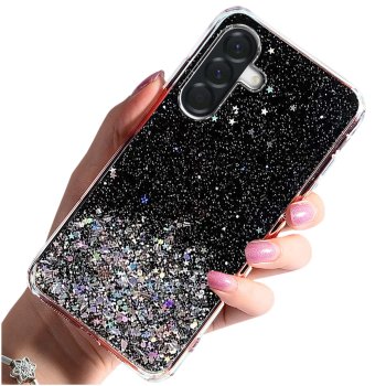 Etui do Samsung Galaxy A56 5G brokat czarne ze szkłem