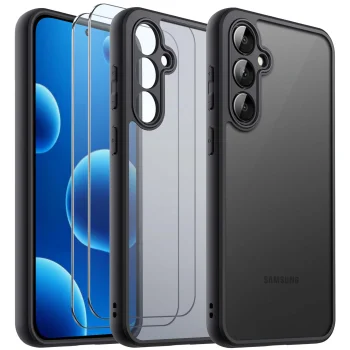 Etui do Samsung Galaxy A36 5G przezroczyste wzmacniane czarne z zestawem 2 szkieł