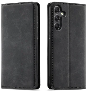 Etui do Samsung Galaxy A36 / A37 5G skórzane Velvet zamykane czarne ze szkłem