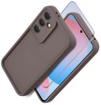 Etui do Samsung Galaxy A56 brązowe wzmacniane silikonowe ze szkłem