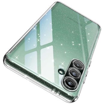 Etui do Samsung Galaxy A36 / A37 5G bezbarwne z brokatem ze szkłem