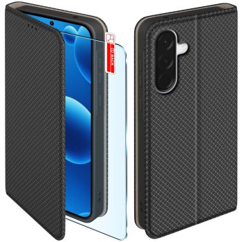 Etui do Samsung Galaxy A36 / A37 5G czarne zamykane ze szkłem