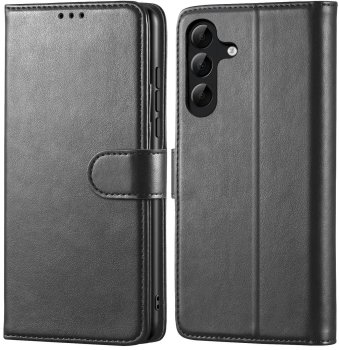 Etui do Samsung Galaxy A36 / A37 5G czarne magnetyczne z klapką ze szkłem