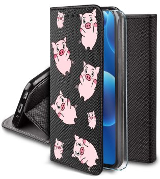 Etui do Samsung Galaxy A36 / A37 5G zamykane malowane wzór zwierzęta ze szkłem