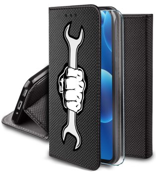 Etui do Samsung Galaxy A36 / A37 5G zamykane malowane wzór męski ze szkłem