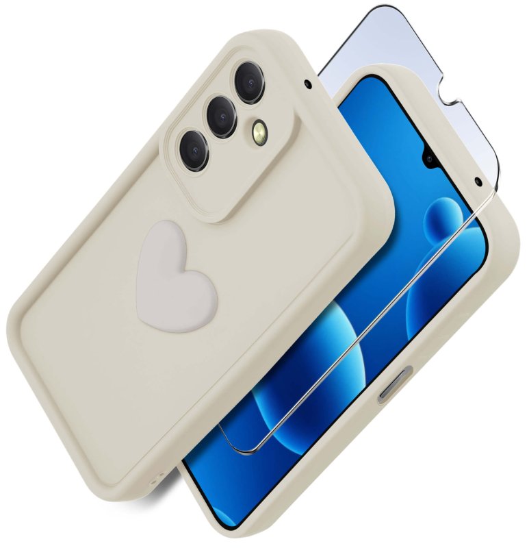 etui-do-samusng-galaxy-a26-silikonowe-serce-biale-ze-szklem