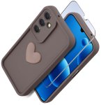 Etui do Samsung Galaxy A26 silikonowe serce brązowe ze szkłem