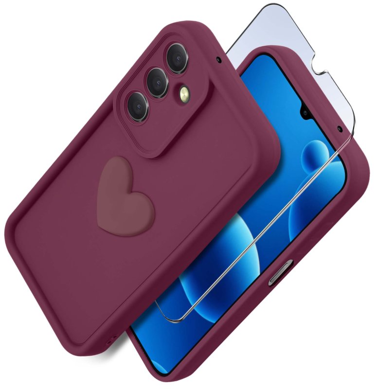 etui-do-samusng-galaxy-a26-silikonowe-serce-burgundowe-ze-szklem