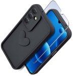 Etui do Samsung Galaxy A26 silikonowe serce czarne ze szkłem
