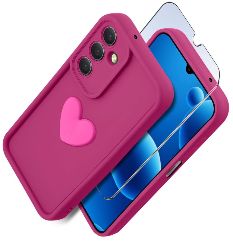 etui-do-samusng-galaxy-a26-silikonowe-serce-rozowe-ze-szklem