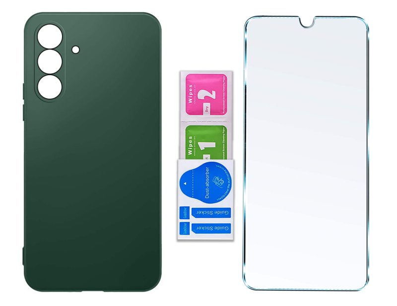 etui-do-samsung-galaxy-a26-zielone-matowe-z-zestawem-2-szkiel